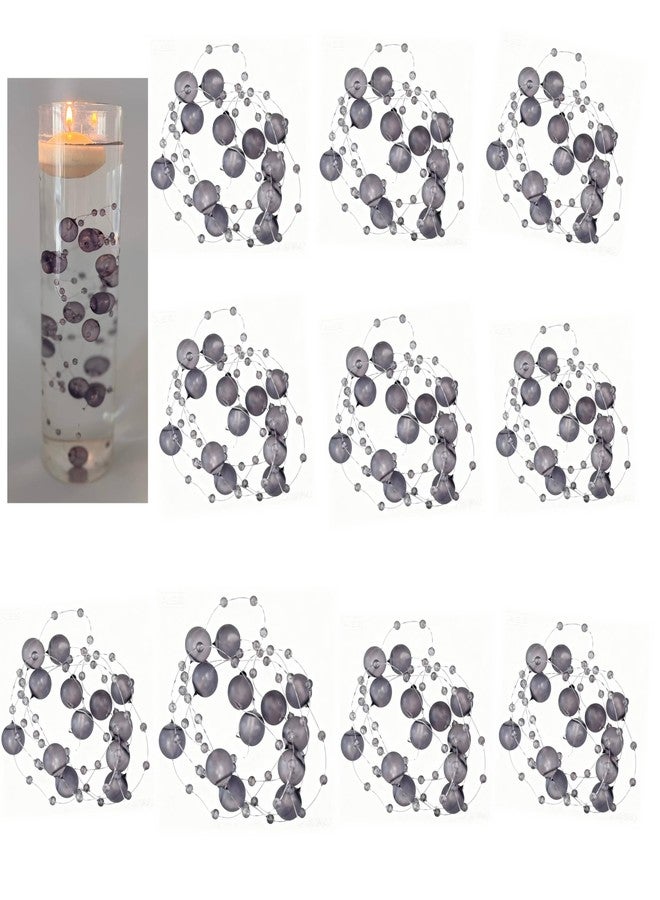 TeaSu 24Pcs Floating Bead String for Floating Candle Centerpieces, Colorful Pearl Bead for Vase Filler, Table Centerpiece, Wedding Reception and Home Decoration - Dark Purple - Image 1